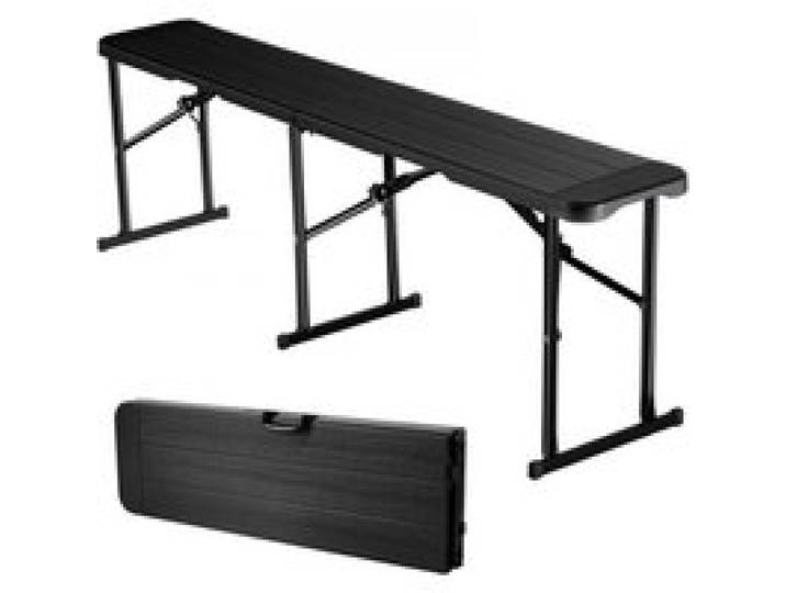 VEVOR Banc pliant en plastique, 1830 mm, banc d'extérieur pliable portable, lisse en PEHD imperméable, siège de pique-nique, de salle à manger avec poignée de transport, pour jardin, noir (1 paquet)
