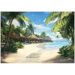 FFOTOTAPETE 3D Effekt Strand Palmen Meer 250x175