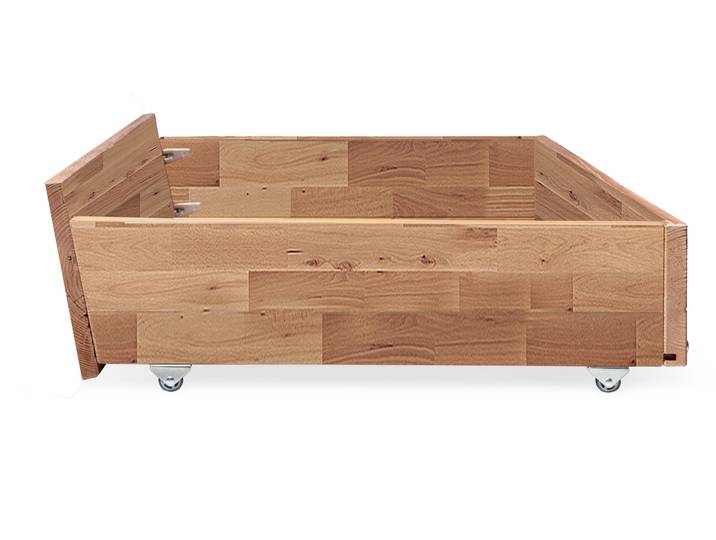 LÖWEN Bettschublade groß auf Rollen, Material Massivholz