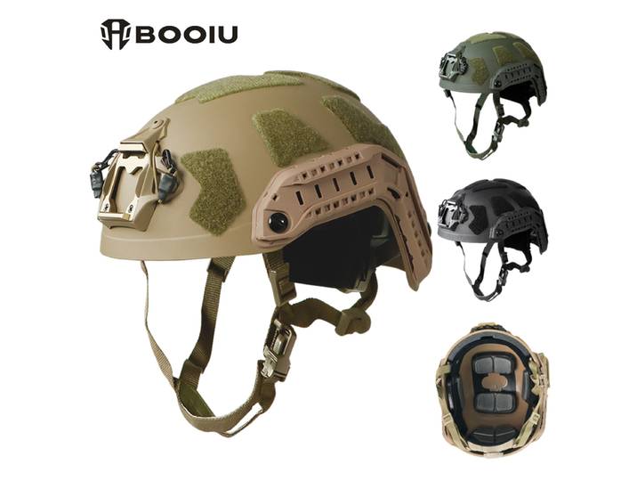 Casque tactique rapide BOOIU avec bouton réglable, en ABS, coupe haute, rail de guidage, amortissement, casque de protection pour activités de plein air et airsoft