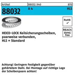 Heico, Muttern + Unterlegscheiben, Keilsicherungsscheibe R 88032 HLS-20S A 4 geklebt