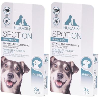 Hukasin Spot-on Zecken- u.Flohschutz Amp.f.Hunde 2x 2x3x1,3 ml Ampullen