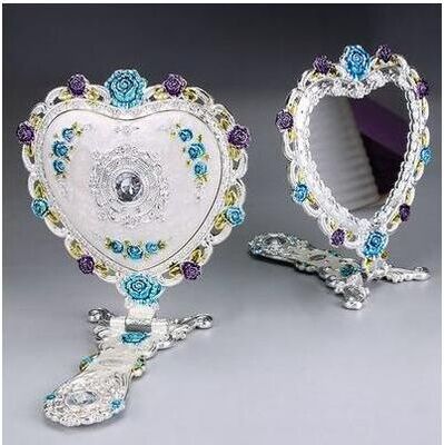 Inspire Daily Merch Large Foldable Heart Shape Mirror Set, Makeup Mirror For Girl Gift, Travel Vanity Mirror silver