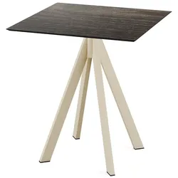 Feros Infinity Terrassentisch Sand gestell + Riverwashed Wood HPL 70x70 cm