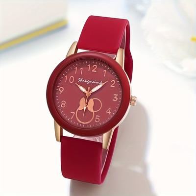 Fashion Sheath Chic Candy Color Women Quartz Watch With Soft Silicone Band Minimalist Analog Wrist Watch red