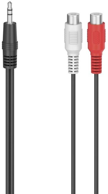 Hama Audio-Adapter "Audio-Adapter, 2x Cinch-Kupplung - 3,5-mm-Klinken-Stecker", schwarz, B:9cm H:1,5cm T:10,5cm, Adapter, Audio-Adapter
