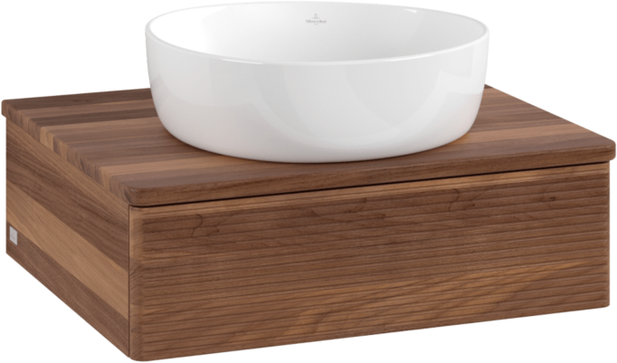 Villeroy und Boch Antao Waschtisch-Unterschrank L07112HM mit Beleuchtung mit Struktur, 60x19x50cm, Waschbeckenplattenfarbe warm walnut, warm walnut