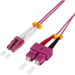 LogiLink Glasfaserkabel FP4LS15, Multimode, LC/UPC auf SC/UPC, Duplex, OM4 (40 Gbit/s), 15 m