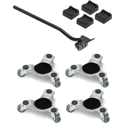 VEVOR Möbelwagen 4er-Set, 158 x 158 x 65 mm, 200 kg Tragkraft, 3-rädriger, Möbelroller aus Stahl mit dreieckiger Lenkrolle, Transportroller für Haushaltsgeräte, Sofa, Kühlschrank