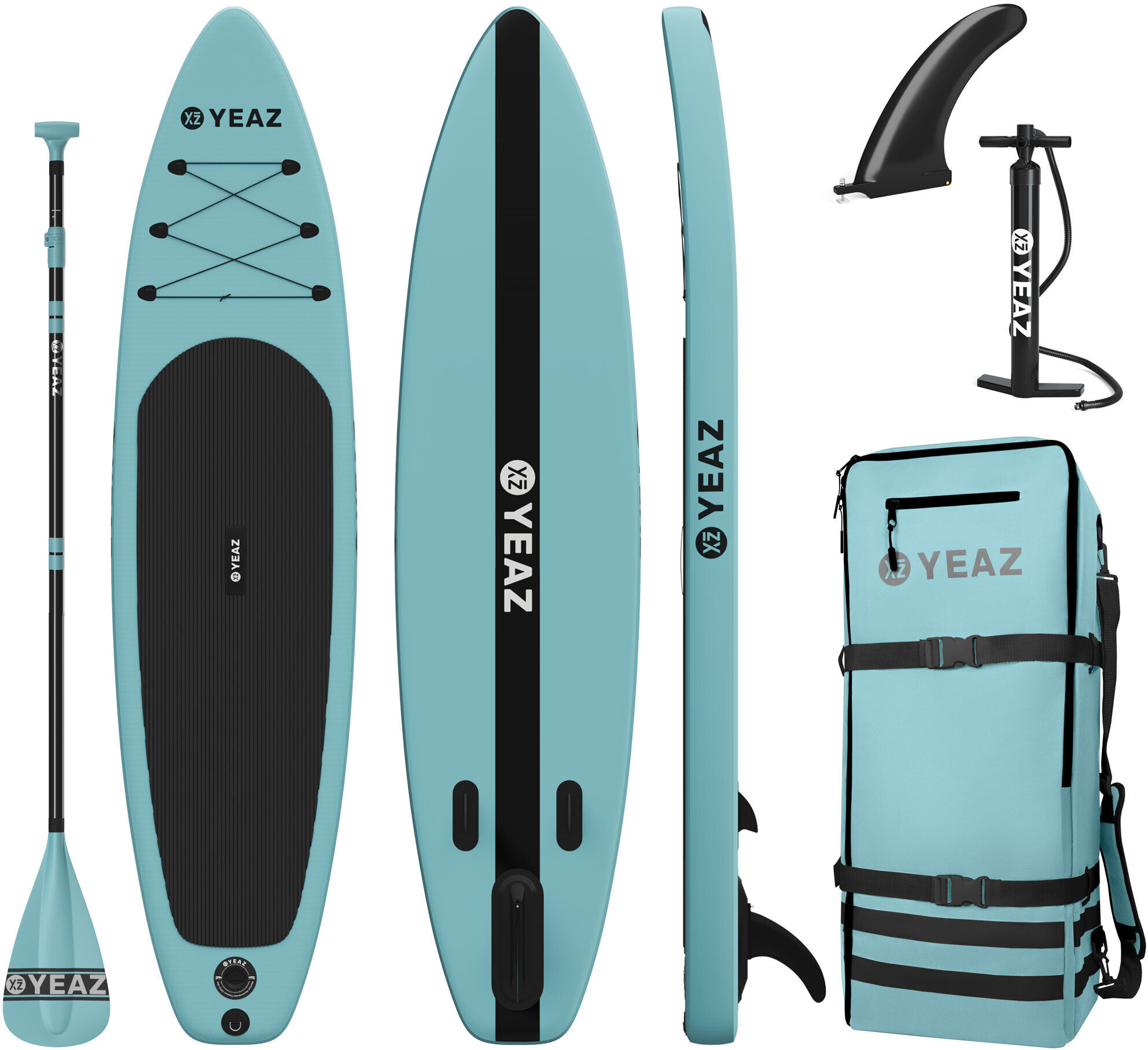 Inflatable SUP-Board YEAZ "SUP Board und Kit BAIA - EXOTRACE - SET", blau, Wassersportboards, Inflatable SUP-Board