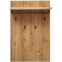 Wandgarderobe in Wildeichefarben 4 Kleiderhaken