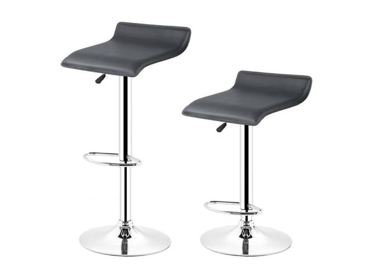 KEDIA Tabouret Bar Lot de 2 Tabourets Hauts Réglable Hauteur Rotatif Revêtement en Cuir Chaise Haute pour Bar Deux noirs