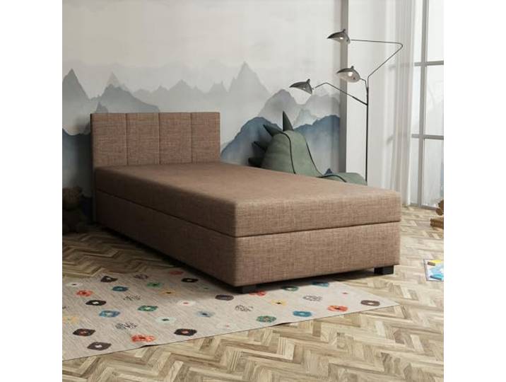 TAPCZANY24 - Boxspringbett Adel 100x200 cm mit Taschenfederkern Matratze Bett mit Matratze, Polsterbett mit Bettkasten, Gepolstertes Einzel Bett, Schlafsofa - Braun