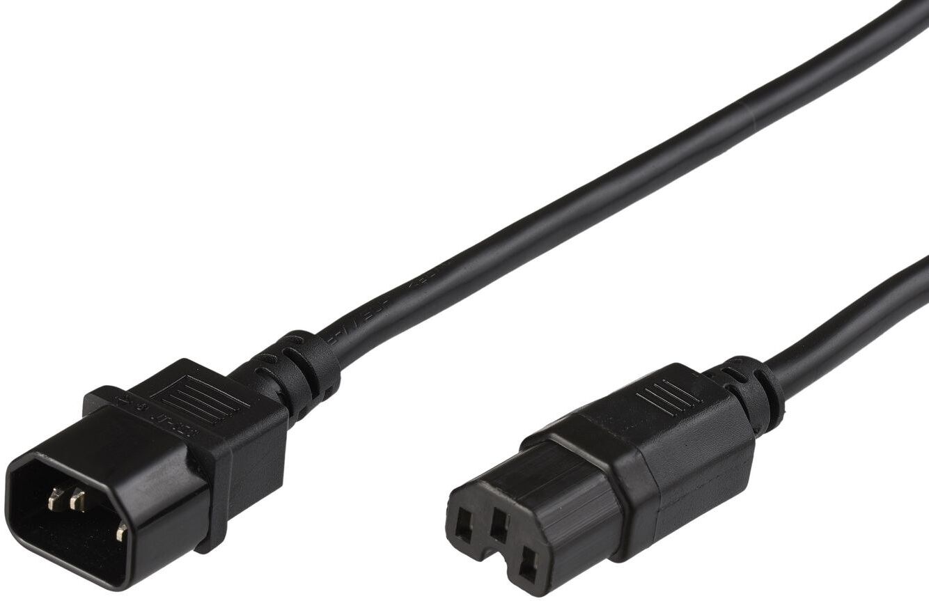 Microconnect Power Extension Cord C14 to C15 Jumper Cable Black - 2.5m