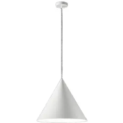 Pendelleuchte aus pulverbeschichtetem Metall und Aluminium, Serie 10S48408, Farbe: Mattweiß, E27-Fassung, höhenverstellbar - Perenz