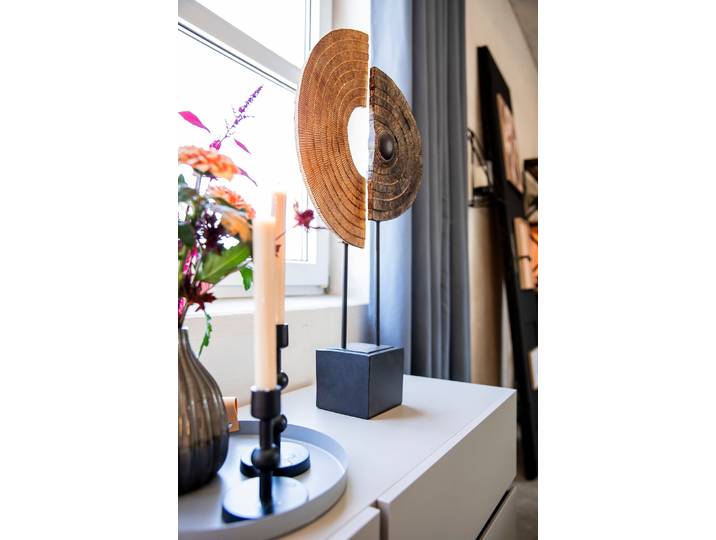 Wanddekoobjekt CASABLANCA BY GILDE Skulptur Carve auf Sockel , beige (naturfarben), B:38,5cm H:71cm T:12,5cm, Polyresin (Kunststein), Wanddekoobjekte, Wanddekoobjekt