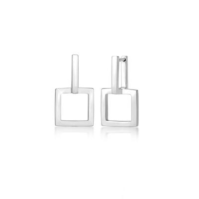 Paar Ohrstecker ELLI "Ohrringe Creolen Eckig Quadrat 925 Silber" Gr. 28, silber, Ohrringe, Damen, 28, ohne Stein, Silber 925 (Sterlingsilber)