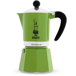 Bialetti Espressokocher Rainbow für 3 Tassen, Espresso, Espressokanne, Kaffeebereiter, Aluminium, Grün, 130 ml, 4972