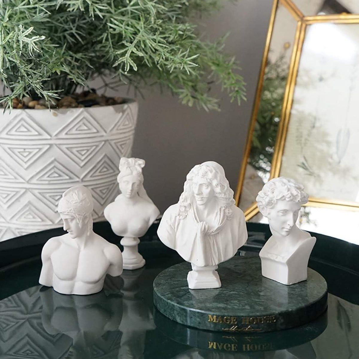 Handgemaakte Resin Buste Beeld Kunst Decoratie Wit 7 x 5 cm