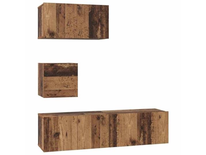 GHVBNMF TV-Schrank Set Wandmontiert 4-Teilig Altholz Holzwerkstoff Vierteiliges Hängeboard für Wohnzimmer und Schlafzimmer mit viel Stauraum und Scharniertüren aus Holzwerkstoff.