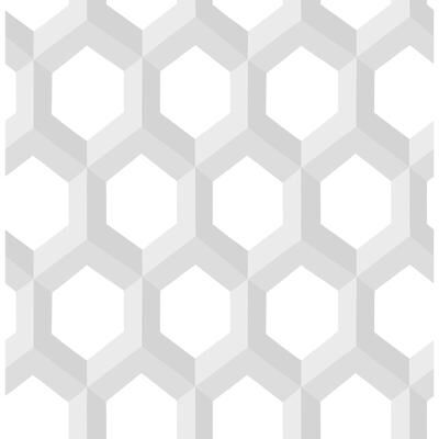 A-Street Prints Hex Grey Geometric Wallpaper