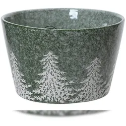 Christmas Decorations Müslischale Keramik 15x7cm - Schüssel mit Tannenbäume Motiv Weihnachtsgeschirr Weihnachtsschale Geschirr Weihnachten Frühstücksgeschirr Schale