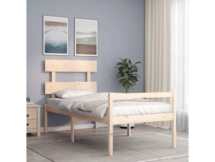 RJPLMFV Massivholzbett, Kiefer, Senior, 45 cm, Sitzfläche Ohne Matratze, Lattenrost im Lieferumfang enthalten, Aufbewahrung unter dem Bett, Kopfteil, Lendenwirbelstütze