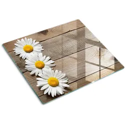 GLASPLATTE 60x52 cm Gänseblümchenholz