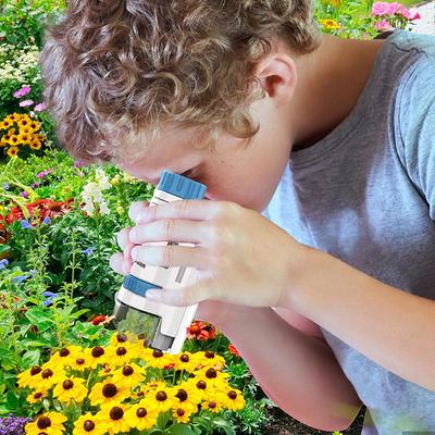 Kids Science Microscope, Pocket Microscope, Electric Mini Handheld Microscope, Outdoor Educational Toy, Child Interest blue