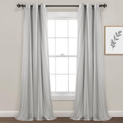 Lush Decor Cottage Polka Dot Sheer Window Curtain Panel Including Tieback Single