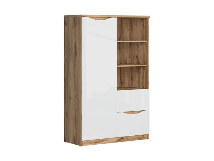 Petite armoire 1 porte 2 tiroirs panneaux agglomérés stratifiés blanc