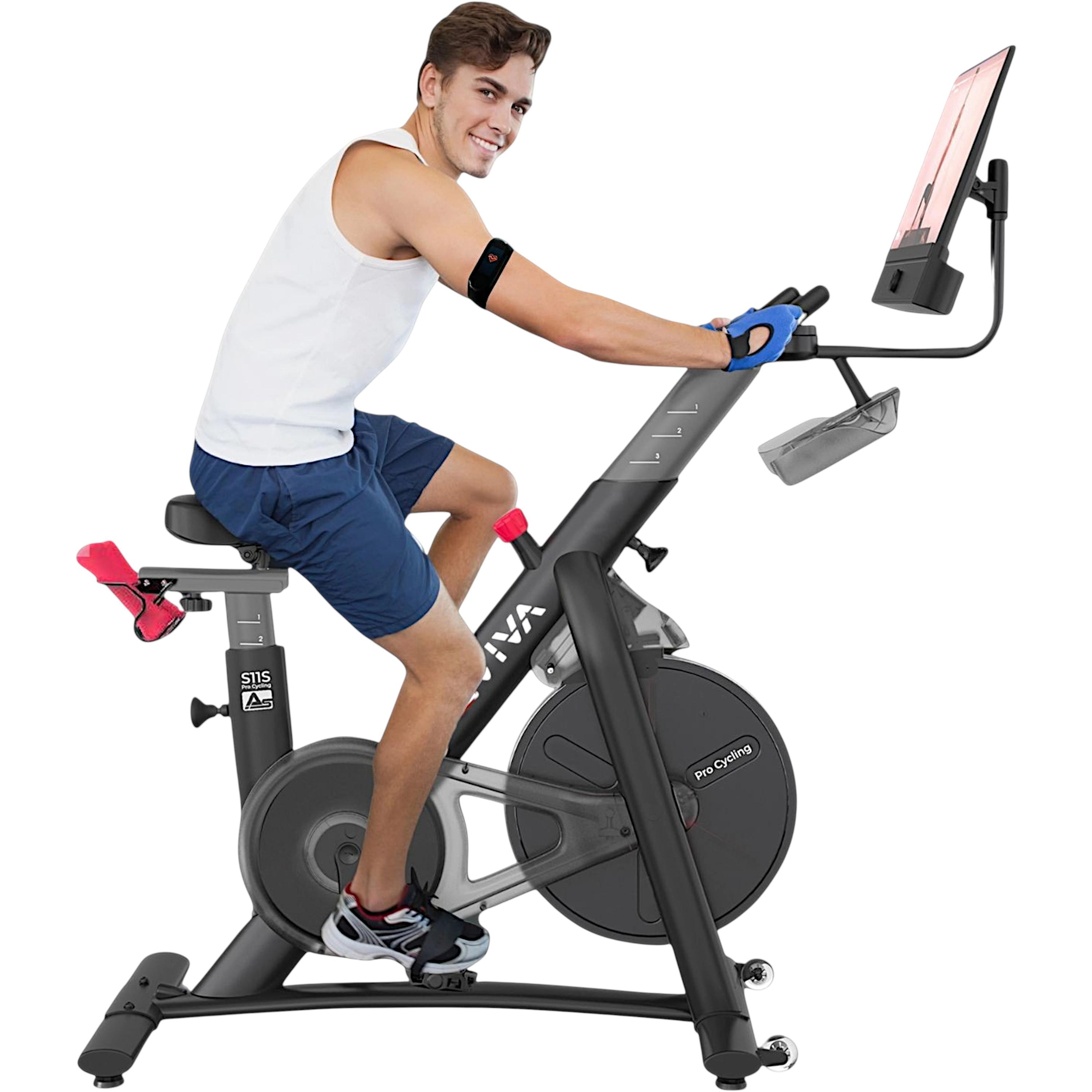 Indoor Cycle & Speedbike AsVIVA S11S | Fitnessbike mit 21,5 Zoll LED Display | 100 Widerstandsstufen | Ergometerfunktion | 360 Grad Lautsprecher