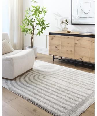 Livabliss Scandinavian Fossay Shag Stripe Washable Area Rug