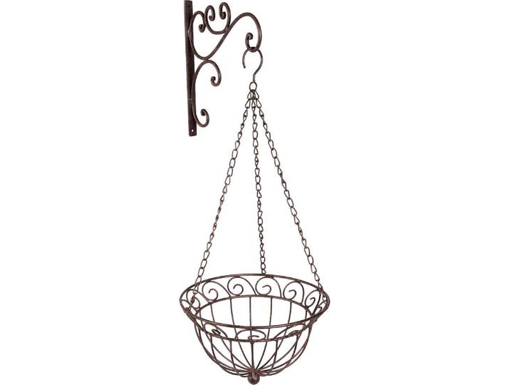 Blumenampel GOODPRODUCT mit robustem Wandhalter , braun (antikbraun), B:70cm H:75cm, Metall, Dekohänger, Blumenampel, aus pulverbeschichtetem Metall für draussen geeignet