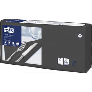Tork Servietten Lunch Advanced 477148, schwarz, 33 x 33 cm, 1/4-Falz, 2-lagig, 10 x 200 Stück