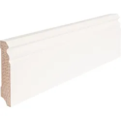Kiefer Sockelleisten, 16x80 mm "Berliner Profil", im Prinzip astrein, massiv, weiß lackiert, RAL 9016, 10 Stk. pro Bund