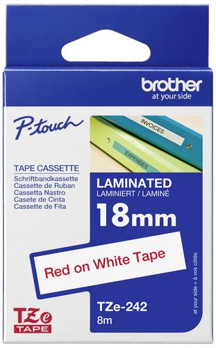 Brother TZe TZe-242 Bandfarbe: Weiß Schriftfarbe:Rot 18mm 8m