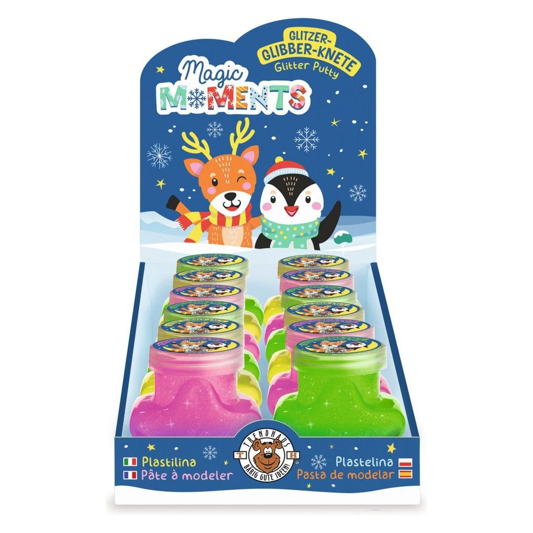 Trendhaus MAGIC MOMENTS SNOW FRIENDS Glitzer-Glibber-Knete, 3-fach sortier (966544)