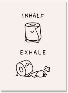 Inspire Picks Funny Yoga Toilet Bathroom Wall Art Minimalist Quote Canvas Print a 50x70cm No Frame