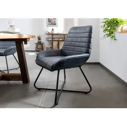 Stuhl Echtleder 59x68x93 blau IRON LABEL #15
