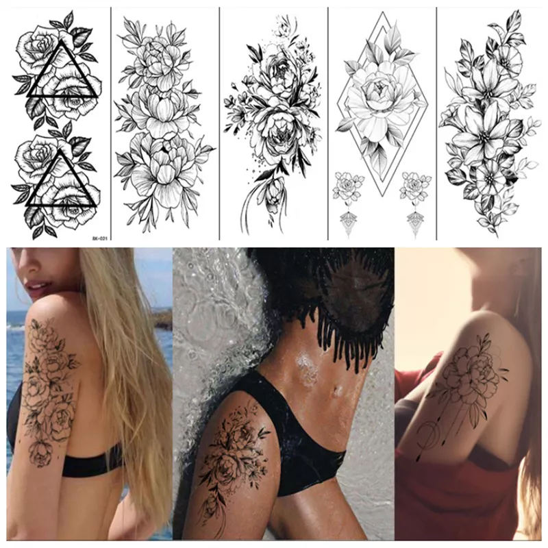 INF Rubs - temporäre Tattoos mit Blumenmotiven 8 Stück