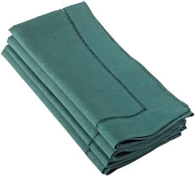 Saro Lifestyle Hemstitched Linen Dinner Napkins (Set of 4)