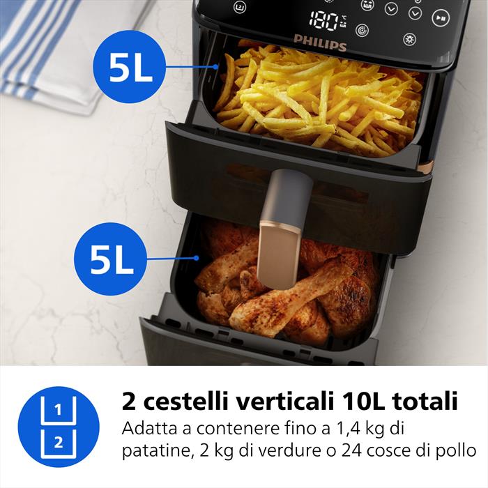 Philips Friggitrice Airfryer Serie 4000 Da 10l Na462/70-nero/rame
