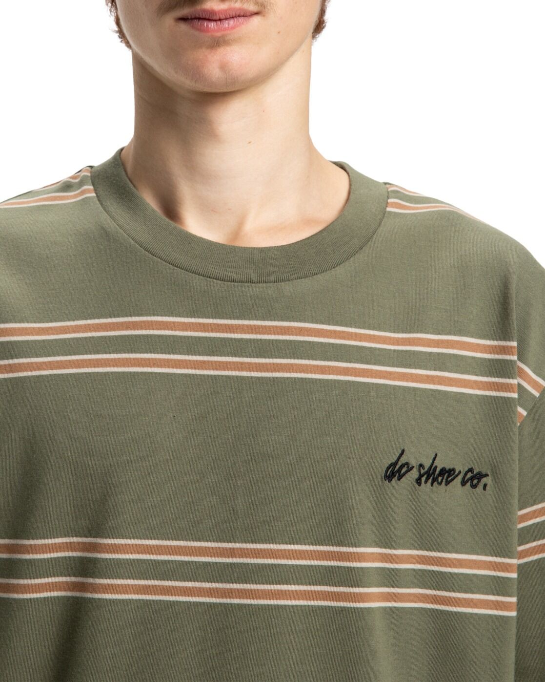 Rundhalsshirt DC SHOES "Maximize Stripe", Herren, Gr. XS, grün (bronze grün), Obermaterial: 100% Baumwolle., Shirts Rundhalsshirt bronze grün XS