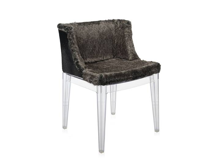 KARTELL fauteuil MADEMOISELLE KRAVITZ (Fur-python, structure transparente - Polycarbonate)