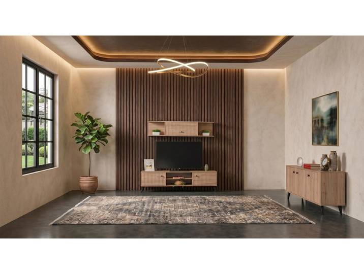 Xlmoebel Wohnwand Braunes Wohnzimmer-Set TV-Möbel moderne Konsole, (1-St., 1-tlg)