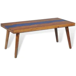Couchtisch Teak Harz 4 | vidaXL : Farbe - Braun und Blau