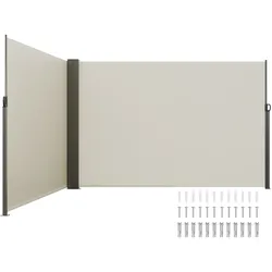 VEVOR Seitenmarkise 200 x 600 cm Seitenwandmarkise aus 180 g/m2 Polyestergewebe mit PU-Beschichtung Markise einziehbarer Griff mit Federmechanismus Sichtschutz Blickschutz für Balkone Innenhöfe Beige