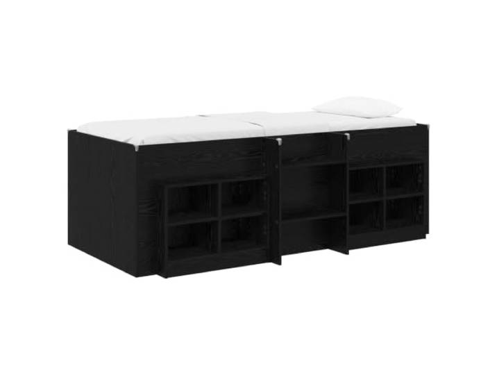 HFXHIJXQ Hochbettgestell mit Schrank 3-TLG Schwarze Eiche 193x96cm Kompakte Raumsparlösung für das Schlafzimmer mit integrierten Schränken und stabiler Leiter aus Holzwerkstoff.