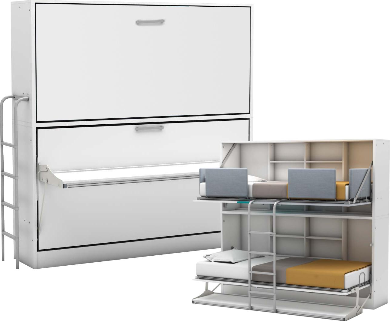 Multimo SMART Etagenbett mit Schreibtisch, 90x190 cm : Weiß Farbe: Weiß